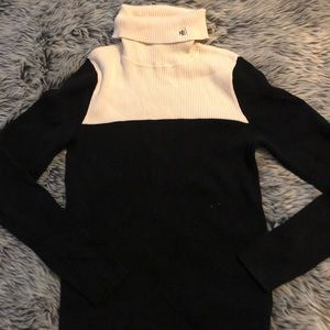 White and Black Turtleneck